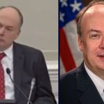Left: Jeffrey Clark during his bar disciplinary hearings; Right: Jeffrey Clark in his Department of Justice profile photo