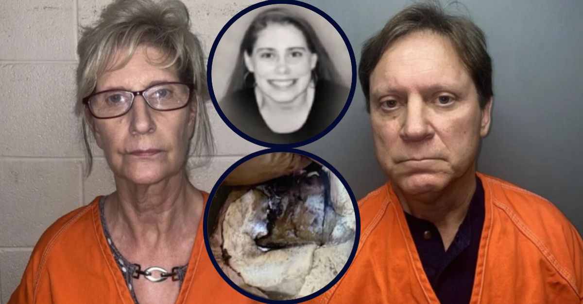 Sheila Fletcher, on the left, and Clay Fletcher, on the right, appear in booking photos; their daughter and the couch she died on, appear inset.