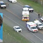 Luke Garrett Resecker (Texas Department of Public Safety) and the scene of the crash where he allegedly killed 6 family members (KDFW)