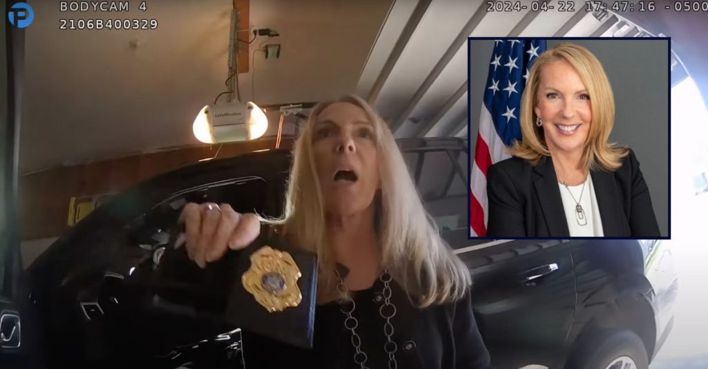 Monroe County District Attorney Sandra Doorley appears in police body-worn camera footage, on the left; she appears in her official portrait, on the right