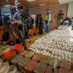 Spanish National Police displays part of 1,800 kilograms of methamphetamine seized on May 16.